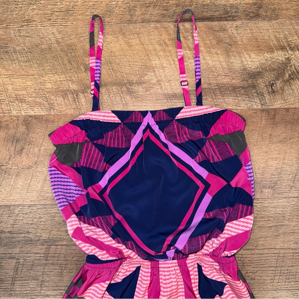 Express Geometric Print Elastic Waist Dress with Removable Straps - Picture 3 of 15